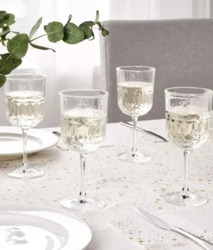 Textured Wine Glass | Clear Glass Set of 04