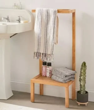 Towel Rack with Stool | Wooden