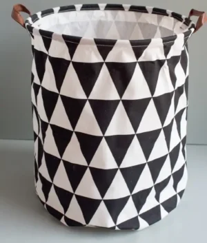 Triangular Print Black and White Laundry Basket