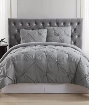 Truly Soft Pleated 3 Piece King Comforter Set in Grey | Imported