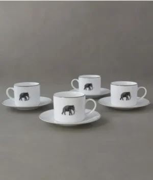 Tusker Tea Cup & Saucer Set of 4