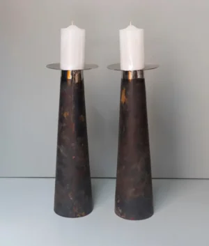 Unpolished Stainless Steel Candle Stand Set of 2