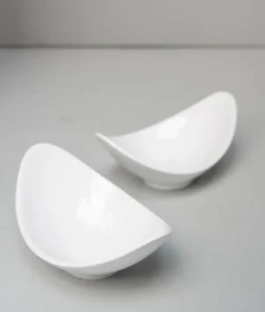 White Elongated Oval Salad Bowls | Set of 6