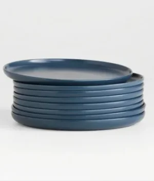 Wren Matte Blue Dinner Plates Set of 8 | Imported