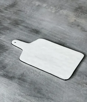 White Ceramic Platter with a Stylish Black Edge