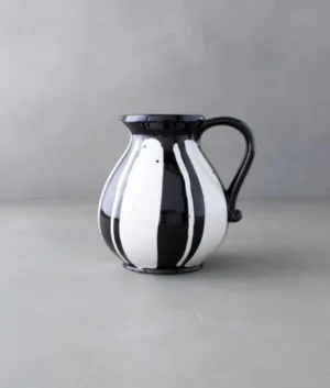 Hand Painted Black Stripe Jug AND Six Matching Glasses