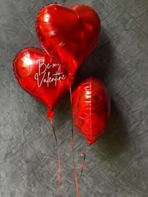 Be My Valentine | 3 Heart Shaped Helium Balloons